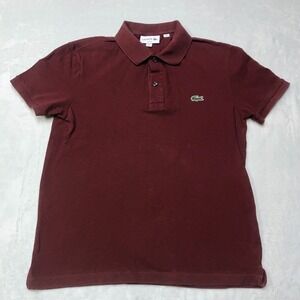 Lacoste‎ Classic Polo Shirt Men's 4 / M Slim Fit Burgundy Tennis Pique Cotton